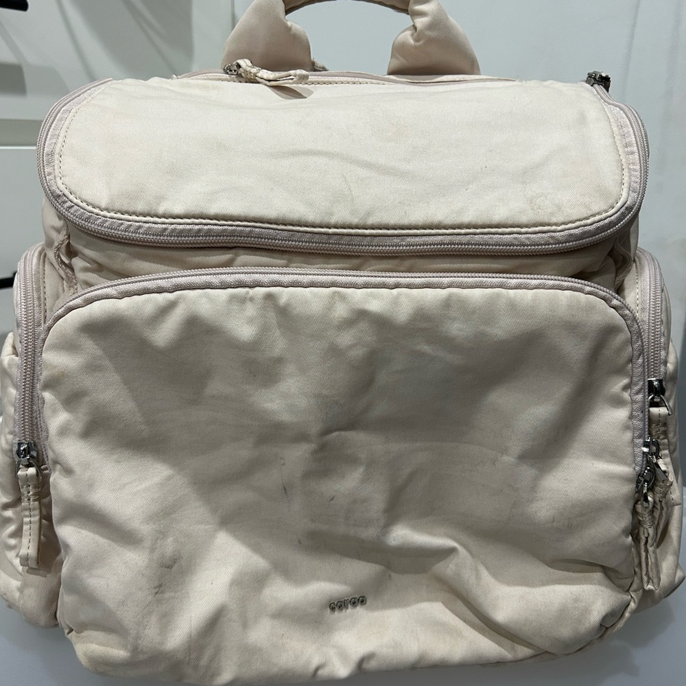 Large Caraa Diaper Backpack (Cotton). Very pale pink.